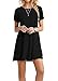 TOPONSKY Women's Casual Plain Short Sleeve Simple T-shirt Loose Dress , As Black , Small