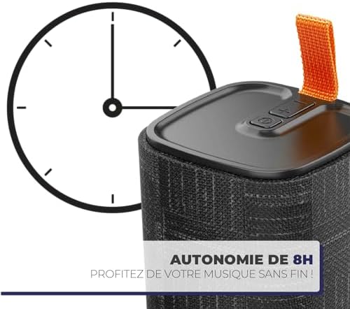 Enceinte Bluetooth Portable, Mini Enceinte sans Fil Format Compact, Haut-Parleur Design Tendance, Jusqu’à 8 Heures d'Autonomie, Résistante aux Projections d’Eau IPX4, Noire, 571078