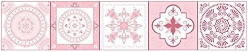BROADROOT Retro Tiles Wall Stickers Set Flower Pattern Vintage Style Self-adhesive Tile Stickers Stick on Wall for Stairs Bathroom Kitchen Bedroom B