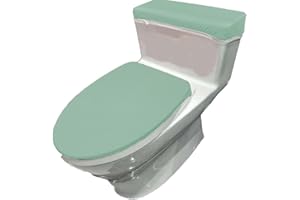 Madeals Velvet Toilet Lid Cover and Toilet Tank Lid Cover Fabric Cover for A Lid Toilet Tank Sage Green