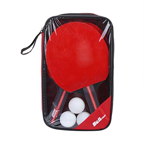 Yuehuam Ping Pong Paddle Set Professional Table Tennis Racket Ping Pong Paddle 2-Player Table Tennis Racket w/ 3 Balls for Shake-Hand Grip Players