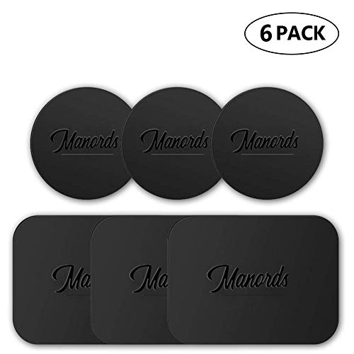 Mount Metal Plate，Manords Universal Metal Plate with Strong Adhesive for Magnetic Car Mounts Replacement Plate (6 Packs)