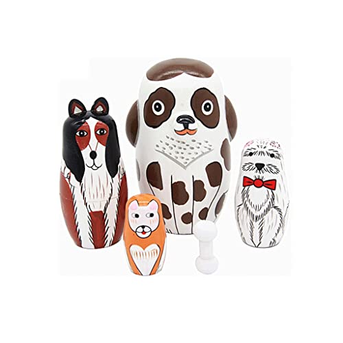 LJZOEM Stacking Dolls Nesting Doll Set 5 Pieces Matryoshka Dolls Exquisite Handmade Wooden Nested Dolls Suitable for Christmas Home Décor Decoration