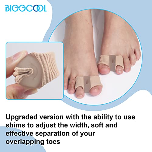 BIGGCOOL Bunion Corrector Toe Separators for Overlapping Toes, 2 Loops Toe Spacers For Feet Women and Men(2 PCS Toe Corrector + 4 PCS Shims)