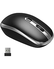 Wireless Mouse, JUKSTG 2.4G Portable Ergonomic Mouse with USB Nano Receiver, 3 Adjustable DPI Levels, Computer Cordless Mouse, Super Energy Saving, for Laptop, PC, Windows, Mac, Black+Silver