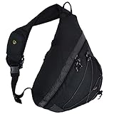 20” HBAG Sling Backpack Single Strap Shoulder Bag, Audio & Bottle Pocket, Black