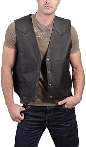 Genuine Lambskin Real Leather Vest Slim Fit Sleevless Waist Coat Jacket-Black