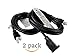 Barium Electric | 10 Ft Extension Cord 2-Pack Black 10 foot | 16 AWG | 1625 Watt | 13 Amp | 120 Volt - Electronics, Appliances, Power Tools - 3 prong, 16 gauge, w/ ground, 110-125V