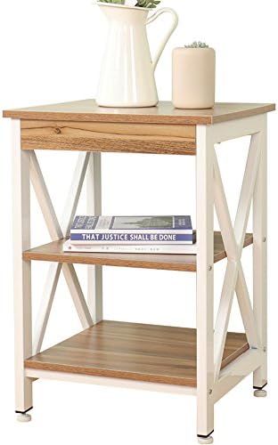 Dland Side End Table 17.3", Composite Wood Board, Nightstand/Coffee Table/Couch Table For Living Room Balcony &amp; Office, Square 3-tier Shelf, FCJ001-O Oak, 1 Pack