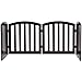 Giantex 24'' Dog Gate with Arched Top for Doorway and Stairs, Configurable Free Standing Wooden Gate with Foldable Panels and Sturdy Metal Hinges, Pet Dog Safety Fence (96'' W, Brown)