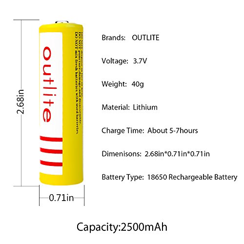 Outlite High Lumens Led Flashlights, Rechargeable Battery and Charger