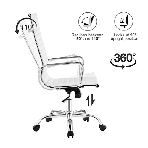 LANGRIA-Sedia-Girevole-da-Ufficio-L-Design-PU-Schienale-Alto-Sedia-Regolabile-in-Altezza-Max-Weight-Capacity-130-kg-Posteriore-Bianco