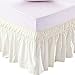 MEILA Wrap Around Bed Skirt Three Fabric Sides Elastic Dust Ruffled 16 Inch Tailored Drop,Easy to Install Fade Resistant-Ivory, Queen/King