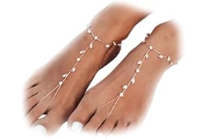Riymusry Summer Barefoot Sandals Foot Chain Jewelry Anklet Bracelet Crystal Toe Ring Anklets Bridal Rhinestone Foot Chain Jew