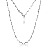 Savlano 925 Sterling Silver Italian Solid 1.5MM Singapore Twist Adjustable Bolo 14-24 Inch Chain Necklace For Women - Made in Italy Comes With a Gift Box