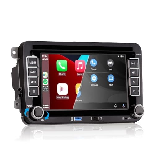 HLLECARMO 7 Inch Car Radio Compatible with iOS/Android Carplay for VW Polo 5 Golf 5 Golf 6 Jetta Passat Touran with Bluetooth/RDS AM FM/DSP EQ/USB/SWC/Mirror Link/Canbus