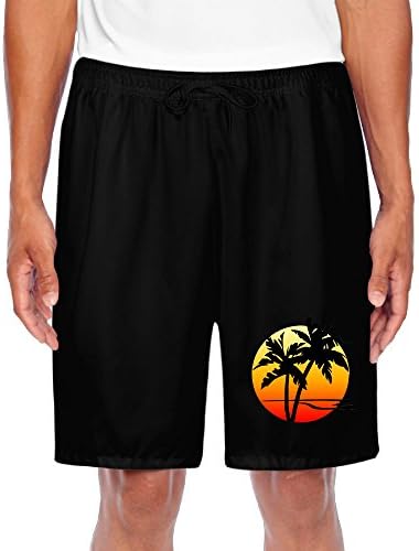 Mens Palm Tree Summer Comfort Cotton Shorts Board Shorts With Pockets