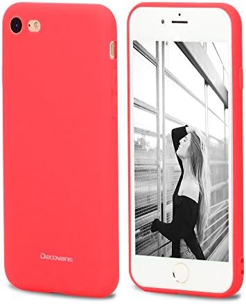 iPhone 7 Case Decovans DP30 Ultra Thin Slim Liquid Silicone iPhone 7 Full Protective Case Non Slip Matte Back Shell Soft Shockproof TPU Gel Rubber Cover Drop Protection Phone Case for iPhone 7 - Red
