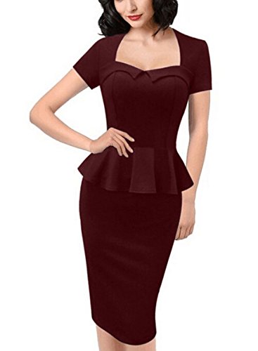 Sylviey womens elegant vintage peplum wear to work busi…