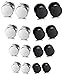 FUNRUN 8 Pairs Stainless Steel Stud Earrings for Women Men Ear Piercing Studs Round Tunnel Black and White 9-12mm