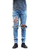 IA ROD CA Men's Slim Destroyed Ripped Stretch Holes Distressed Skinny Denim Jogger Jeans