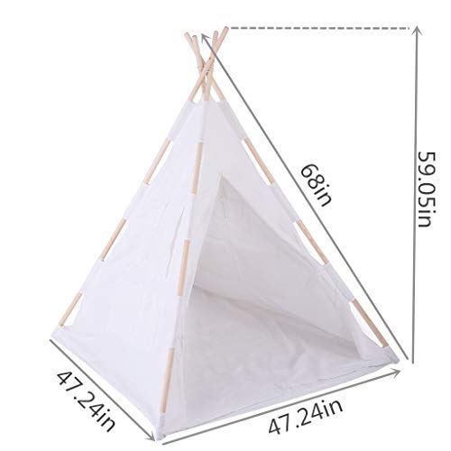 Beyonds Tent for Kids Foldable Children Play Tent for Girl and Boy with Carry Case 4 Poles White Canvas Playhouse Toy for Indoor and Outdoor Games