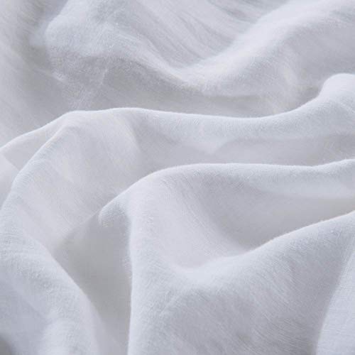 meadow park Stone Washed French Linen Duvet Cover Set 2 Pieces - Super Soft, Twin Size - 68 inches x 90 inches -Sham 20 inches x 26 inches, Basic Style, White Color - Thumbnail 5