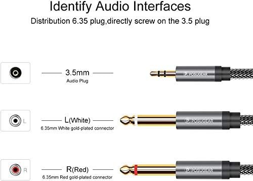 POSUGEAR 3.5mm to 6.3mm Mono Cable 1m, 1/4 to 1/8 Inch Male to Male Audio Splitter Nylond Braid and Gold-Plated Cable - Image 4