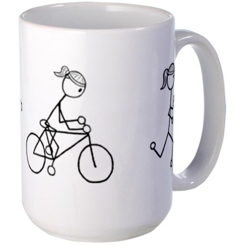 CafePress - Triathlon Girl Black No Words Large Mug - Coffee Mug,...