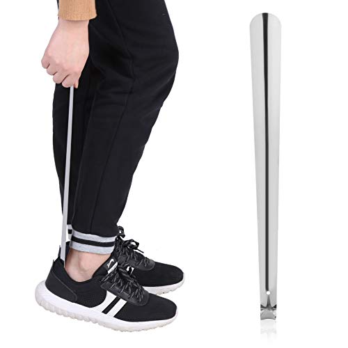 Yesbaby Comfortable Long Handled Stainless Steel Shiny Silver Metal Shoe Horn Shoehorn for Seniors Elderly, Pregnant - Thumbnail 2