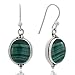 Women's 925 Oxidized Sterling Silver Oval Gemstone Vintage Dangle Hook Earrings, 1.25