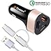 Dison USB Type C Car Charger for Samsung Galaxy S9/S9 Plus/S8/S8 Plus/Note 8-42W 3 Port USB Quick Charge 3.0 Car Charger Adapter with 3 FT 2 in 1 Type C and Micro USB Cable