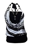 eVogues Plus size Glitter print Necklace accented O-ring strap top