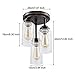 DAYCENT Vintage Farmhouse Flush Mount Ceiling Light Fixture Hallway Kitchen Lighting with Cylinder Seeded Glass, 3-Light, Oil Rubbed Bronze
