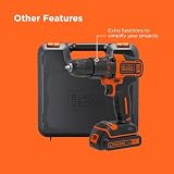 BLACK+DECKER 18V Hammer Drill 1400RPM 2 Speed Cordless Battery Charger Kitbox view 11