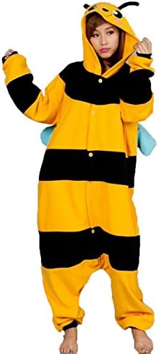 ABING Halloween Pajamas Homewear OnePiece Onesie Cosplay Costumes Kigurumi Animal Outfit Loungewear,Yellow Bee Chidren Size 105 -for Height:116-125cm