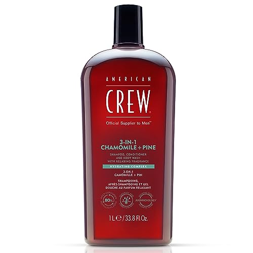 AMERICAN CREW – 3-in-1 Chamomile & Pine Shampoo, Conditioner & Body Wash, 1000ml, Pflegeshampoo und Duschgel für Männer, Produkt für die tägliche Reinigung von Körper und Haar