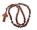 Holy Land Market Catholic Olive Wood Rosary for Men and Women - Hand-Carved Wooden Beads from Bethlehem, with Certificate & Lord's Prayer Card, Corded Rosary best for First Communion or Confirmation