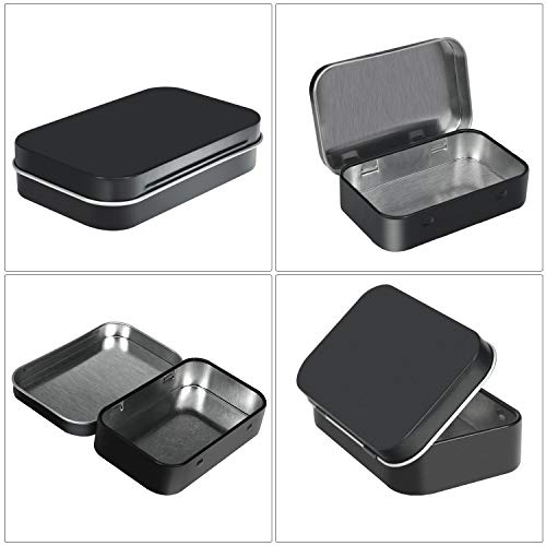 Aybloom Metal Rectangular Empty Hinged Tins - 30 Pack Black Mini Portable Box Containers Small Storage Kit & Home Organizer - Thumbnail 2