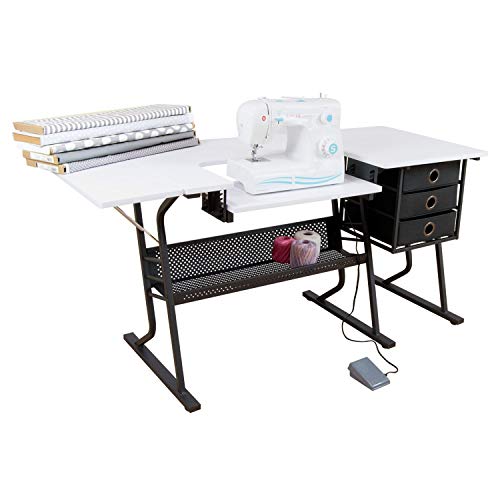 Studio Designs Eclipse Hobby Sewing Arts & Crafts Center Table, Black & White (2 Pack) - Thumbnail 2
