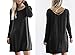 Offergood Women's Sexy Casual Loose Fit Lace Up Long Sleeve T Shirt Dress Black