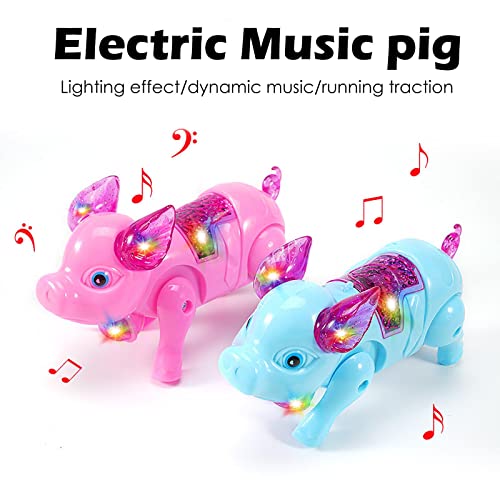 XUEKUN My Pet Pig Electric Walking Singing Musical Light Up Pig Toy