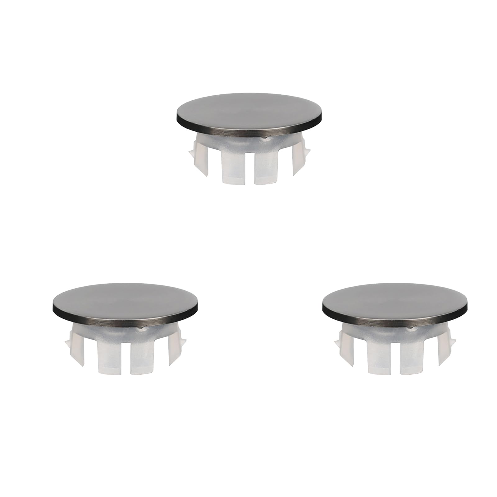 Overflow Rings 3 Pcs, Copper Sink Overflow Caps, Round Basin Drain Stopper Hole Covers for Bathroom, Kitchen, Grey