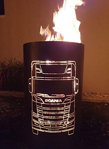 TiKo-Design Feuertonne - Lagerfeuertonne - Feuerkorb mit Scania Truck Motiv â Verleihen Sie Ihrem Garten EIN besonderes Ambiente für unvergessliche Abende mit ihren Trucker Freunden – Bild 6