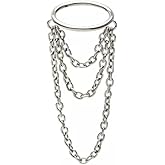 Pierced Owl 18GA 316L Stainless Steel Triple Dangling Chains Side Facing Hinged Segment Clicker Ring