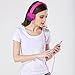 rockpapa Grade Wired Headphones with Microphone, Lightweight Foldable Stereo Bass Headphones with No-Tangle Cord & 3.5mm Jack for Women/Kids, Laptop Tablet Airplane Chromebooks Pink