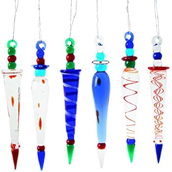 Oriental Trading Company Glass Icicle, Multi Color, 12 Count