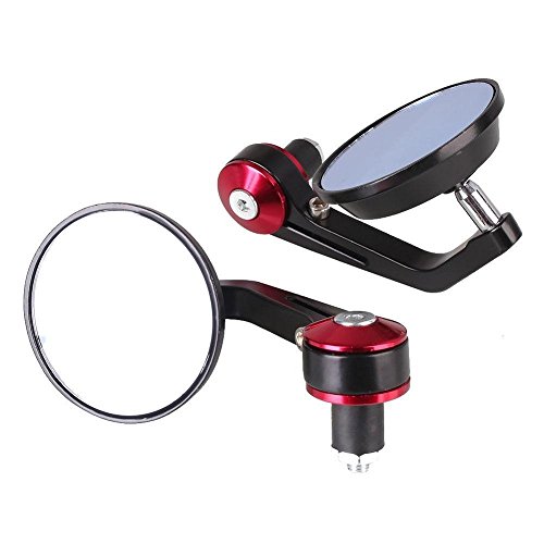 TUINCYN 7/8 Inch 22MM Motorcycle Handle End Rearview Mirrors Universal Round Aluminum Rear View Mirror Adapter Black for Yamaha Honda Triumph Ducati Motif (Pack of 2) - Thumbnail 3