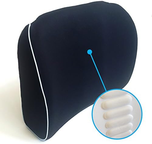 Lumbar Back Support Pillow Cushion made from Memory Foam with Custom Ridges and Breathable Mesh Cover