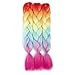 Rainbow Kanekalon Braiding Hair 3pcs Ombre Jumbo Braiding Extension High Temperature Rainbow Color Jumbo Hair (3pcs, Rainbow)
